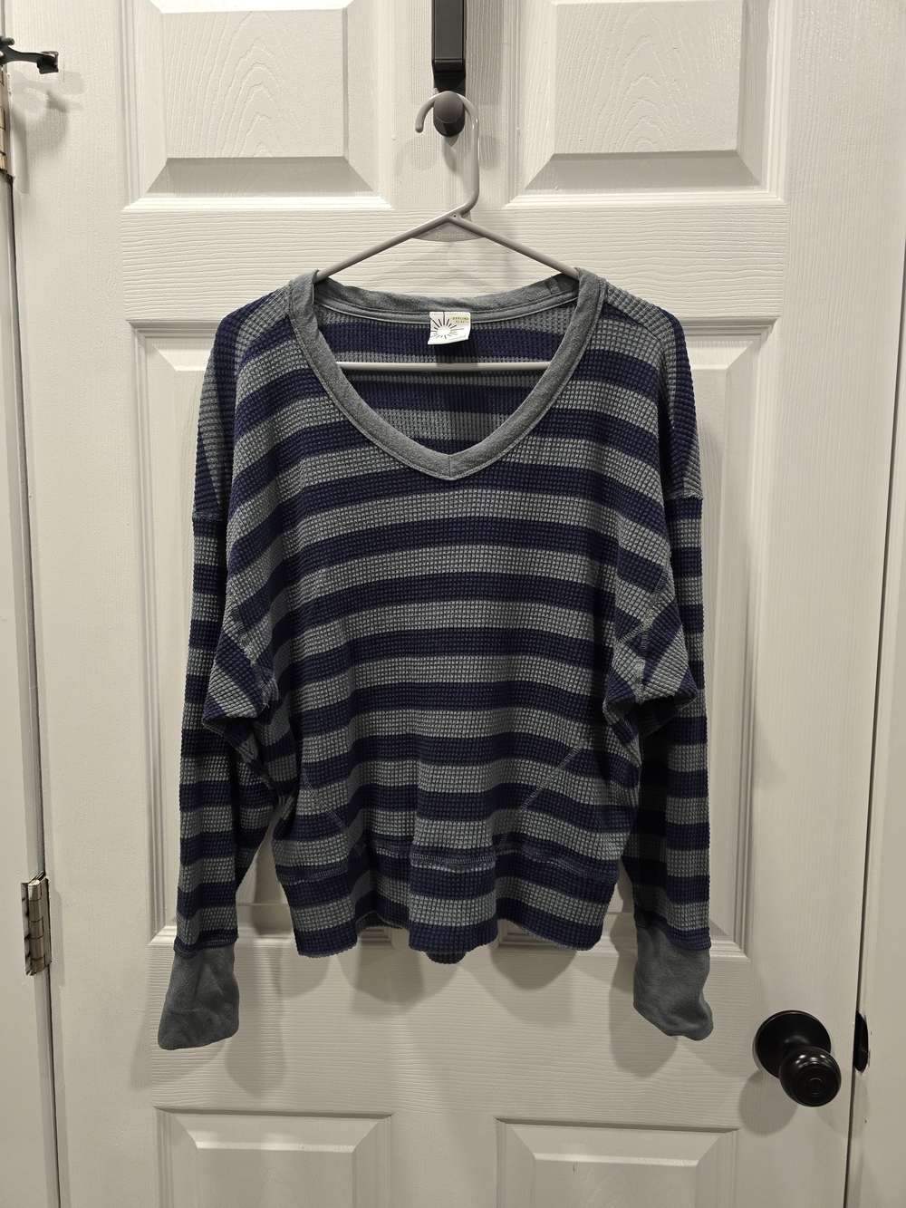 Offline By Aerie Striped V-Neck Waffle Knit Sweater